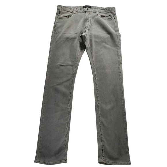 John Varvatos USA Bowery Slim Straight Grey Jeans Mens 36 Stretch Denim Pants - Picture 2 of 14